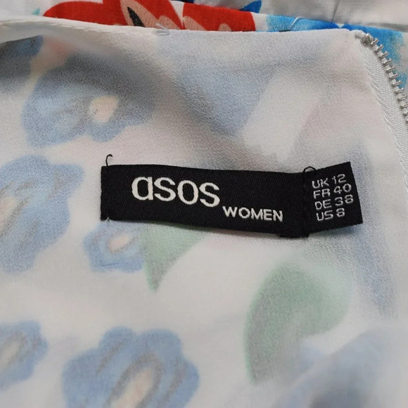 ASOS Floral Dress Sz 8 Mini Pleated Skirt Whimsigoth Party Boho Artsy - Picture 7 of 12